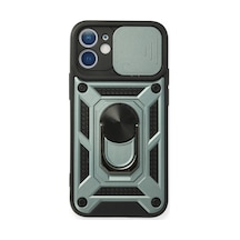 Apple iPhone Uyumlu  12 Mini Kılıf Pars Lens Yüzüklü Silikon -  Yeşil