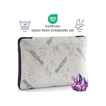 Rudu Ametist Kılıflı Visco Visko Delikli Bütün Sünger Yastık 60x40x14 Cm 1200 Gr Omuz/boyun Destekli Beyaz - Mor