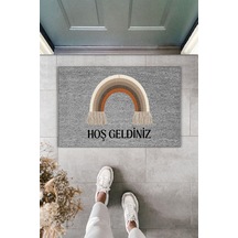 Rugmood Modern Dijital Baskı Paspas - Bohem Hoşgeldiniz Paspas - Kapı Önü Paspası 70x45cm Gri