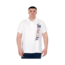 Mode Xl Büyük Beden Erkek T-shirt Polo Flag U25304 Beyaz Beyaz