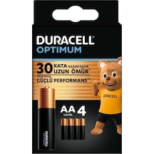 Duracell Optimum Aa Alkalin Kalem Pil, 4'lü Paket, 1.5v, Uzun Ömürlü Güç, Yüksek Performanslı Cihazlar İçin