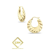Çgk Çiğdem Gürel Kuyumculuk Midye Tasarım Altın Küpe Gold
