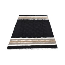Kilim Antik El Dokuma Yün Çizgili Dikişsiz Çift Kişilik Tiftik Siirt Battaniyesi 0030 - Yeni - Siyah