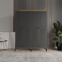 Beenal Nisa 4 Kapaklı Gardırop Dolap 160cm Atlantik Çam-antrasit