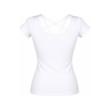 Trender Arka Çapraz Ekru Kadın T-shirt 2606-04
