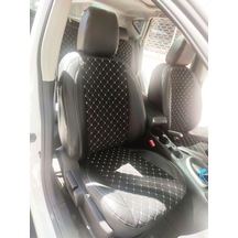 Nissan Qashqai 2007 2013 Arası Uyumlu Sırt 2+1 Arka Sırt Kolcaklı Model Siyah Zemin Beyaz Nakışlı