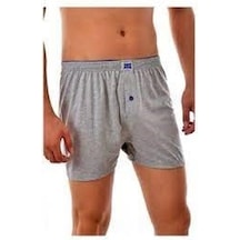 Tutku Erkek Penye Düğmeli Düz Boxer 0117 Gri
