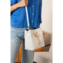 Just Polo Kadın Orta Boy Ayarlanabilir Askılı El Ve Omuz Çantası Ebat: 22 X 23 Cm Shopper Beyaz