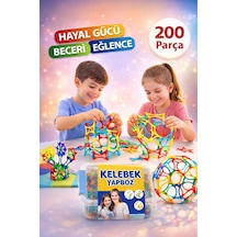 Kelebek Yapboz 200 Parça Renkli Birleştirmeli Yapı-şekil Oyuncağı Puzzle Eğitici Blok Seti Saklama Kaplı