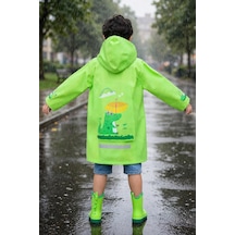 Miço Kids Çocuk Kapüşonlu Yağmurluk Şeffaf Siperlikli Yeşil
