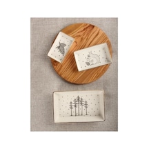 Porland Forest 3 Parça Kahvaltı-meze Tabağı, 11-13-19 Cm, Beyaz, Altın Yaldızlı