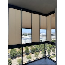 Blind-x Bej Plise Katlanır Cam Balkon Perdesi, Ofis Perdesi, Mutfak Perdesi, Salon Perdesi
