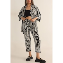 Trend Alisse Zebra Desenli Kimono Kadın Alt Üst Takım Çok Renkli