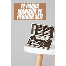 Mey İthalat Tırnak Bakım Seti Tırnak Düzeltme Batık 12 Parça Çanta Tipi Manikür Pedikür