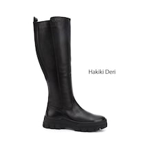 Gönderi(R) Gönderir Kadın Siyah Floter Fermuarlı Kauçuk Taban Hakiki Deri Çizme Gkzc13447521 Siyah