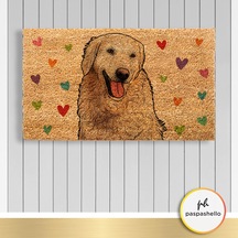 Paspashello Golden Köpek-Kalpler Pvc Taban Coco Kapı Önü Paspas
