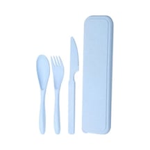 Honeybeeshop Mavi Çatal Kaşık Bıçak Seti 3ü 1 Arada Taşınabilir Kamp Ve Piknik Ürünleri Mavi