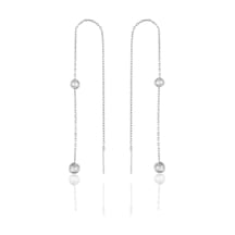 Gümüş 2 Taşlı Zincirli Küpe N11.32934
