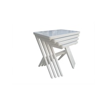 Zigon ÇAPRAZ AYAK Sehpa Model Kayın Torna ayak Parlak Beyaz Lake Boya El Yapım