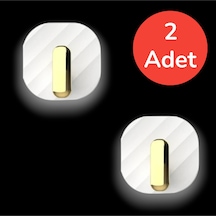 2'li Yapışkanlı Retro Askılık Beyaz Dolap Kapak Kulpu, Duvar Ve Kapı Askısı, Metal Gold Detaylı Diğer