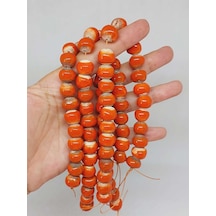 Turuncu Renk Sırlı Seramik Boncuk Dizi 10-12mm/24cm 54138 Çok REnkli