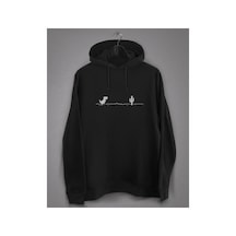 Tarzsokak Unisex Siyah Internetsiz Dinozor Baskılı Sweatshirt