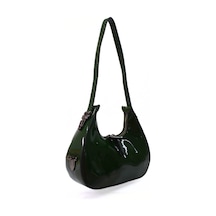 Kadın Rugan Deri Baget Cherry Bag Kol Çantası - Haki