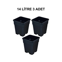Grow Wizard Plastik Kare Saksı 14 Litre 3 Adet