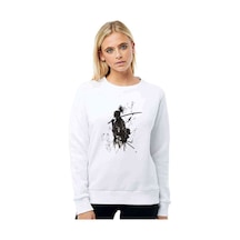 Silhouette Samurai Baskılı Beyaz Kadın Sweatshirt (528305560)