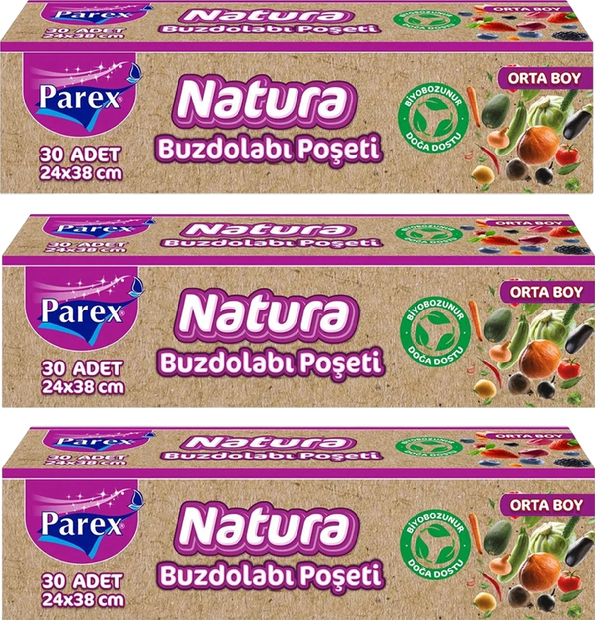 Natura Buzdolabı Poşeti Orta Boy 20 Li Üçlü Paket