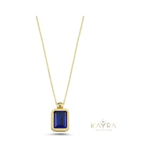 Mavi Topaz Taşlı Altın Kolye Akm07