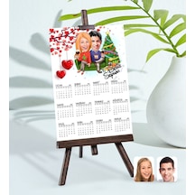 Kişiye Özel 15X21 Cm Fotoğraf Kartlı Yeni Yıl Sevgililer Karikatü N11.147