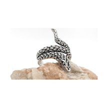 Gümüş Erkek Yüzük Yılan Motifi