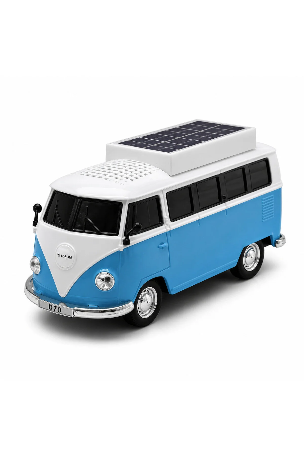 Güneş Enerjili Retro Minibüs Bluetooth Hoparlör Usb Tf Kart Destekli Dekoratif Müzik Kutusu Mavi