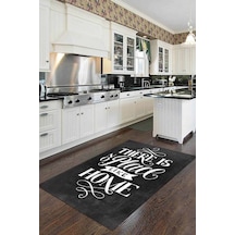 Siyah Kaymaz Tabanlı My Kitchen My Rules Mutfak Halısı Mt48n11