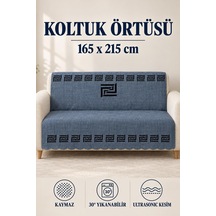 Çok Amaçlı Kadife Koltuk Örtüsü Kaymaz Süngerli 165x215 Cm Modern Bohem Çekyat Şalı Piknik Masa Örtüsü Alk2 lacivert
