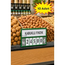 10 Adet - Fiyat Kasetlik Manav Kasap Şarküteri Etiketi Rakamlı Fiyatlık Ayaklı Büyük Boy 123x84 Mm Yeşil
