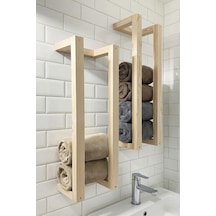 Nest Woodtr Doğal Masif Ham Ahşap Havluluk Dekoratif Banyo Rafı - Banyo Havlu Düzenleyici 60x20cm 1 Adet