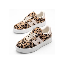 V.S.H Velvet Kadın Yüksek Tabanlı Leopar Sneaker Spor Ayakkabı Terra -2514