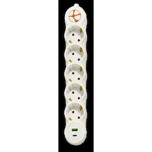 Tunçmatik Powerstrıp 5'li Type-c + Usb'li Anahtarlı 1.5 Metre Grup Priz Tsk19059 1.5 M