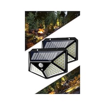Güneş Enerjili 100 Led Hareket Sensörlü Aydınlatma - Ip65 Suya Dayanıklı 10 Parça Siyah