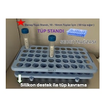 Deney Tüpü Standı, 10 - 18mm Tüpler İçin 50 Tüp Sığar Plasti