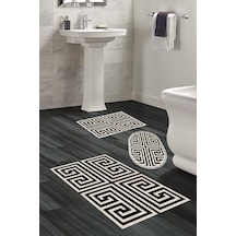 Eko Trend Djt 3 Lü Yıkanabilir Kaymaz Taban Banyo Paspas Seti 658m Modern Siyah