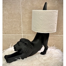 Aslan Figürlü Tuvalet Kağıdı Tutucu - 3d Yazıcı Dekoratif Banyo Aksesuarı - Mat Siyah Heykel Obje
