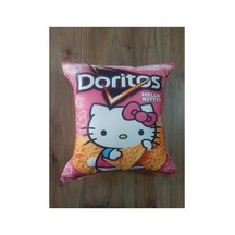 Ow Bag Hello Kity Cips Paketi Desenli Şekilli Tasarım Chibi Karakter Yastık Çok Renklı
