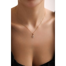 Taşlı B Harf Kilitli Charm Kolye Ucu
