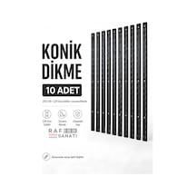 10 Adet - Konik Dikme 200 Cm Siyah Çift Sıra Delikli Modüler Mağaza Raf Profili Direği