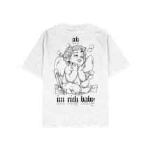 Tarzsokak I Am Rich Baby Beyaz Oversize Unisex T-shirt