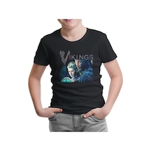 Lord Tshirt Vikings - Ragnar & Lagertha Siyah Çocuk Tshirt