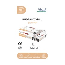 Vinil Şeffaf Pudrasız Muayene Eldiveni L - 1 Paket 100'lü